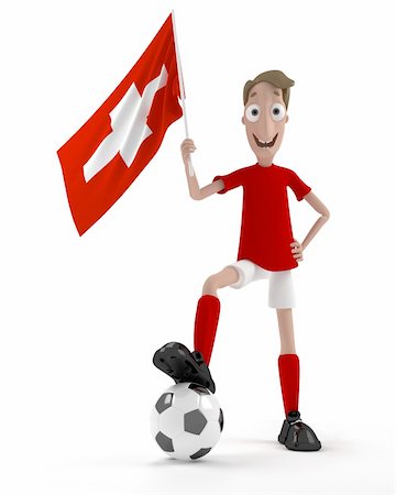 simsearch:400-04691397,k - Smiling cartoon style soccer player with ball and Swiss flag Stock Photo - Budget Royalty-Free & Subscription, Code: 400-04691397