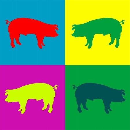 swine eating - retro pigs, vector art illustration; more drawings in my gallery Stock Photo - Budget Royalty-Free & Subscription, Code: 400-04691418