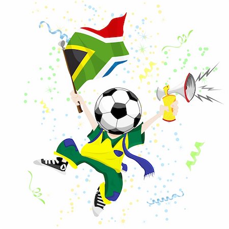 simsearch:400-05219216,k - South Africa Soccer Fan with Ball Head. Editable Vector Illustration Foto de stock - Super Valor sin royalties y Suscripción, Código: 400-04691516