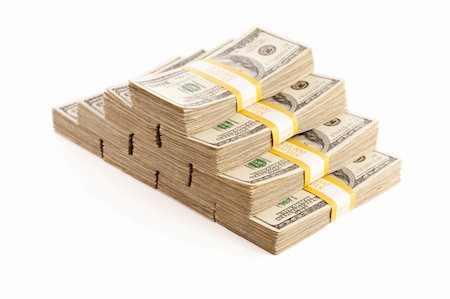 franklin - Stacks of Ten Thousand Dollar Piles of One Hundred Dollar Bills Isolated on a White Background. Stock Photo - Budget Royalty-Free & Subscription, Code: 400-04691589