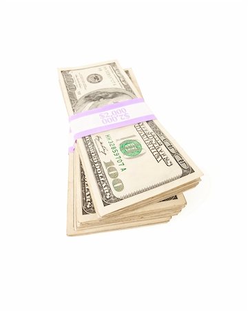 simsearch:400-06390365,k - Stacks of Two Thousand Dollar Piles of One Hundred Dollar Bills Isolated on a White Background. Foto de stock - Super Valor sin royalties y Suscripción, Código: 400-04691583