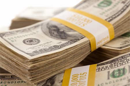 Stacks of Ten Thousand Dollar Piles of One Hundred Dollar Bills Stock Photo - Budget Royalty-Free & Subscription, Code: 400-04691596