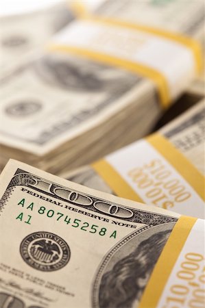 franklin - Stacks of Ten Thousand Dollar Piles of One Hundred Dollar Bills. Stock Photo - Budget Royalty-Free & Subscription, Code: 400-04691599