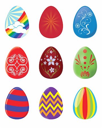 simsearch:400-04804351,k - Set of 9 Easter eggs - vector illustrations Stock Photo - Budget Royalty-Free & Subscription, Code: 400-04691721