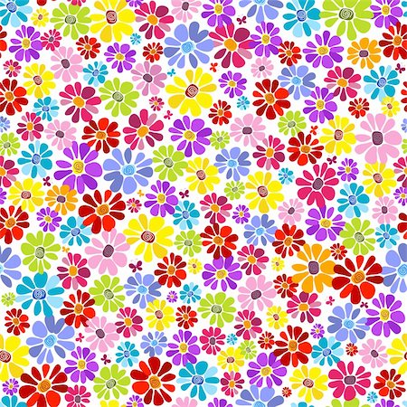 pastel spring pattern - Seamless floral vivid pattern with colorful flowers (vector) Stock Photo - Budget Royalty-Free & Subscription, Code: 400-04691781