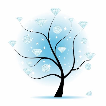 drawing of a diamond - Art tree with diamonds for your design Stock Photo - Budget Royalty-Free & Subscription, Code: 400-04691799