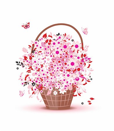 simsearch:400-04691863,k - Basket with flowers for your design Foto de stock - Super Valor sin royalties y Suscripción, Código: 400-04691790