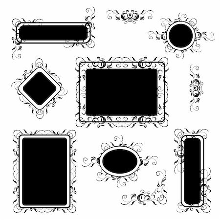 simsearch:400-04852864,k - Vintage frame silhouette set, floral ornament Stock Photo - Budget Royalty-Free & Subscription, Code: 400-04691868
