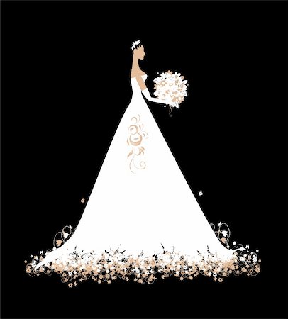 simsearch:400-04141987,k - Bride in wedding dress white with bouquet Foto de stock - Super Valor sin royalties y Suscripción, Código: 400-04691894