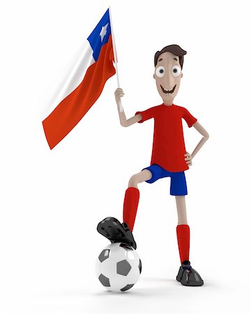 simsearch:400-04691397,k - Smiling cartoon style soccer player with ball and Chile flag Stock Photo - Budget Royalty-Free & Subscription, Code: 400-04692147