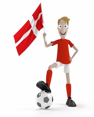 simsearch:400-04691397,k - Smiling cartoon style soccer player with ball and Denmark flag Stock Photo - Budget Royalty-Free & Subscription, Code: 400-04692148
