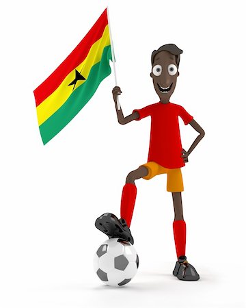 simsearch:400-04691397,k - Smiling cartoon style soccer player with ball and Ghana flag Stock Photo - Budget Royalty-Free & Subscription, Code: 400-04692149