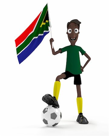 simsearch:400-04691397,k - Smiling cartoon style soccer player with ball and South Africa flag Stock Photo - Budget Royalty-Free & Subscription, Code: 400-04692154