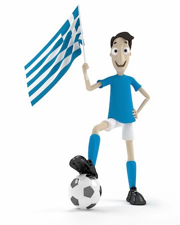 flag greece 3d - Smiling cartoon style soccer player with ball and Greece flag Stock Photo - Budget Royalty-Free & Subscription, Code: 400-04692150