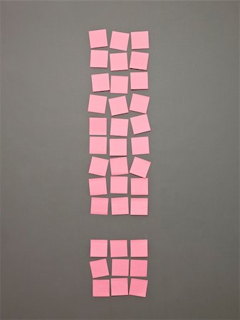 Exclamtion Mark made of Pink Adhesive Notes on grey background Stock Photo - Budget Royalty-Free & Subscription, Code: 400-04692339
