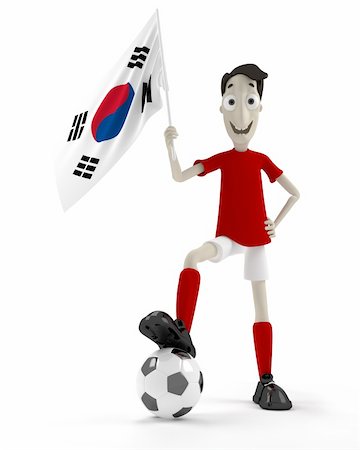 simsearch:400-04691397,k - Smiling cartoon style soccer player with ball and South Korea flag Stock Photo - Budget Royalty-Free & Subscription, Code: 400-04692395