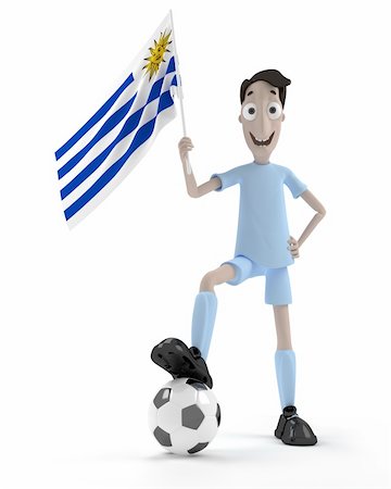 simsearch:400-04691397,k - Smiling cartoon style soccer player with ball and Uruguay flag Stock Photo - Budget Royalty-Free & Subscription, Code: 400-04692396