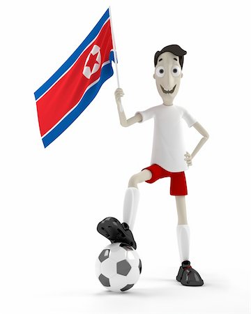 simsearch:400-04691397,k - Smiling cartoon style soccer player with ball and North Korea flag Stock Photo - Budget Royalty-Free & Subscription, Code: 400-04692393