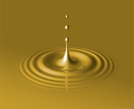 drop of liquid gold splashing and making ripple. 3D illustration Stock Photo - Budget Royalty-Free & Subscription, Code: 400-04692717