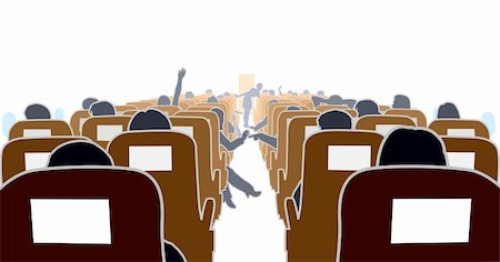 passenger inside airplane - Editable vector illustration of passengers in an airplane Stock Photo - Budget Royalty-Free & Subscription, Code: 400-04692834