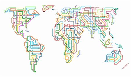 Editable vector illustration of the world in the style of an underground map Photographie de stock - Aubaine LD & Abonnement, Code: 400-04692836