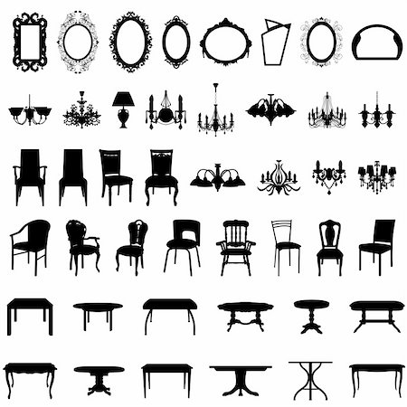 simsearch:400-04362491,k - Set of different furniture silhouettes. Vector illustration. Stockbilder - Microstock & Abonnement, Bildnummer: 400-04692873