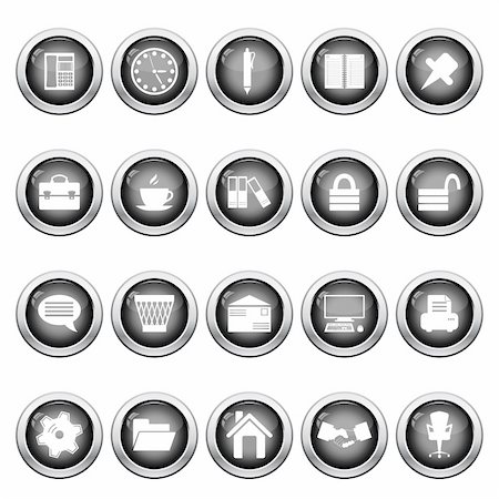 simsearch:400-06454080,k - Business and office set of different vector web icons Stock Photo - Budget Royalty-Free & Subscription, Code: 400-04692887