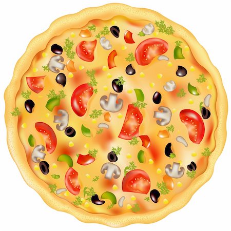 simsearch:400-04302812,k - Freshly Baked Pizza With Mushrooms, Tomatos, Olives And Peppers, Isolated On White Fotografie stock - Microstock e Abbonamento, Codice: 400-04693103