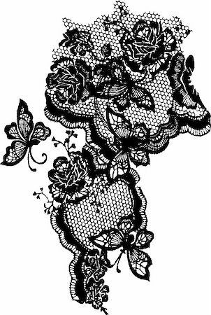 rose butterfly illustration - butterfly and rose elegant lace print Stock Photo - Budget Royalty-Free & Subscription, Code: 400-04693202