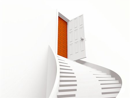 entrouvert - stair with open door. 3d Photographie de stock - Aubaine LD & Abonnement, Code: 400-04693369