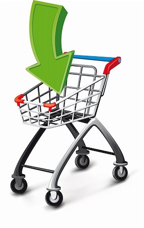 simsearch:400-04164257,k - Empty supermarket cart with a green arrow Stock Photo - Budget Royalty-Free & Subscription, Code: 400-04693411