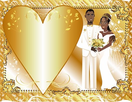 Vector Illustration of beautiful bride and groom on their wedding day. Can be used as a template for card or invitation. Wedding Couple 2. Stock Photo - Budget Royalty-Free & Subscription, Code: 400-04693449