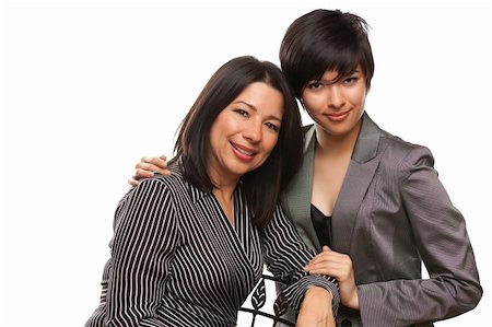 Attractive Multiethnic Mother and Daughter Portrait Isolated on a White Background. Stock Photo - Budget Royalty-Free & Subscription, Code: 400-04693441