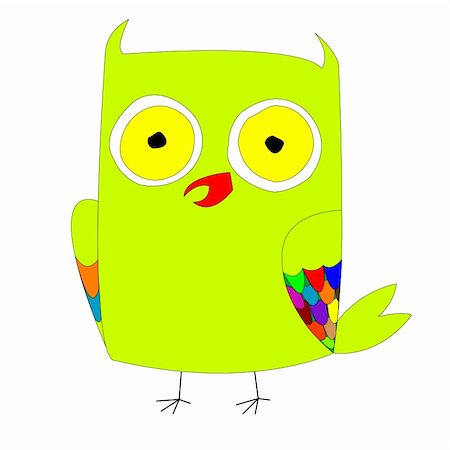 pattern art owl - stylized green owl, abstract art illustration Stock Photo - Budget Royalty-Free & Subscription, Code: 400-04693490