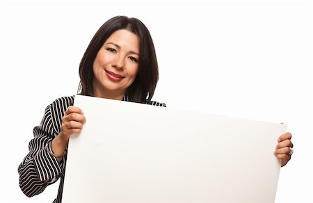 signs for mexicans - Attractive Multiethnic Woman Holding Blank White Sign Isolated on a White Background. Foto de stock - Super Valor sin royalties y Suscripción, Código: 400-04693547