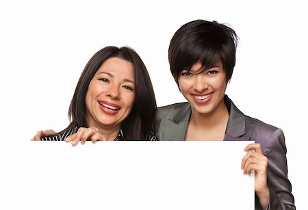 Attractive Multiethnic Mother and Daughter Holding Blank White Sign Isolated on a White Background. Stock Photo - Budget Royalty-Free & Subscription, Code: 400-04693600