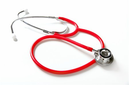 simsearch:400-07897806,k - Medical still photo with red stethoscope over white background Stock Photo - Budget Royalty-Free & Subscription, Code: 400-04704002