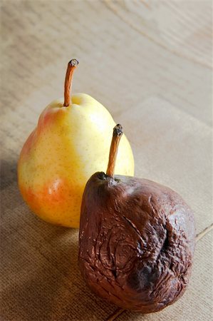 decaying fruit photography - Fresh and rotten pears Stock Photo - Budget Royalty-Free & Subscription, Code: 400-04704282