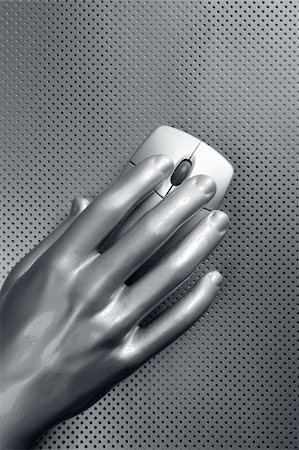 computer wireless gray mouse silver aluminum hand futuristic Stock Photo - Budget Royalty-Free & Subscription, Code: 400-04704694