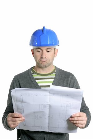 simsearch:400-05714957,k - Blue hardhat foreman portrait on white background Stock Photo - Budget Royalty-Free & Subscription, Code: 400-04704842