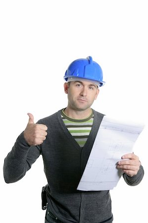 simsearch:400-04616755,k - Blue hardhat foreman portrait on white background Stock Photo - Budget Royalty-Free & Subscription, Code: 400-04704843