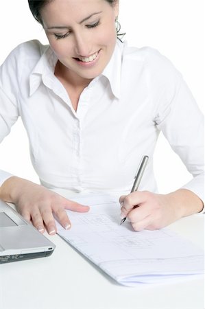 simsearch:400-05137517,k - Agreement sign woman signing document isolated on white Foto de stock - Super Valor sin royalties y Suscripción, Código: 400-04704864