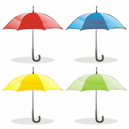 fully editable vector illustration of different colored umbrellas Stock Photo - Budget Royalty-Free & Subscription, Code: 400-04705097