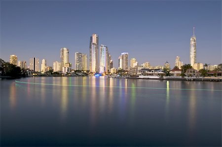 simsearch:400-06069735,k - Cityscape of the Gold Coast at dusk. Stock Photo - Budget Royalty-Free & Subscription, Code: 400-04705306