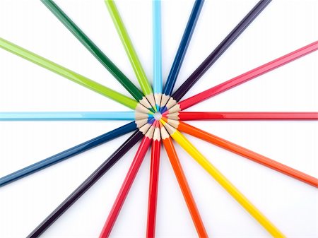 simsearch:400-05289500,k - A circle formed by the points of several colored pencils. Photographie de stock - Aubaine LD & Abonnement, Code: 400-04705381