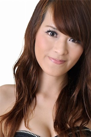 Chinese sexy woman face with smile, closeup portrait. Stock Photo - Budget Royalty-Free & Subscription, Code: 400-04705693