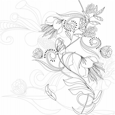 simsearch:400-04698000,k - Sketch with flowers Fotografie stock - Microstock e Abbonamento, Codice: 400-04705711