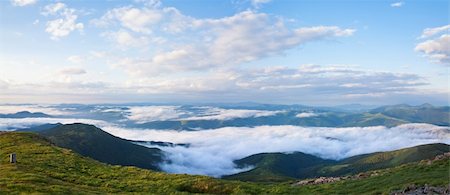 simsearch:400-04306537,k - Summer cloudy mountain landscape (Ukraine, Carpathian Mountains). Two shots stitch image. Stock Photo - Budget Royalty-Free & Subscription, Code: 400-04705908