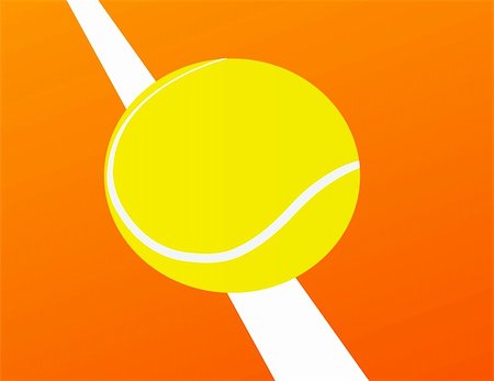 tennis ball standing on orange court Stock Photo - Budget Royalty-Free & Subscription, Code: 400-04706170