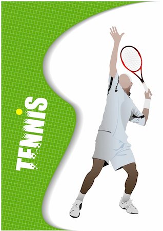 simsearch:400-05277737,k - Poster tennis player. Colored Vector illustration for designers Foto de stock - Super Valor sin royalties y Suscripción, Código: 400-04706377